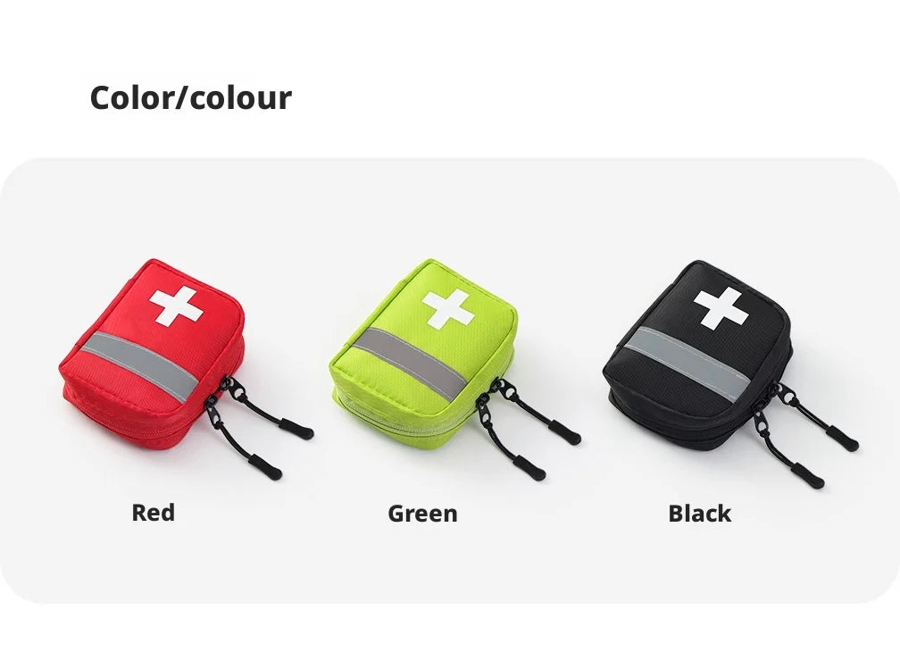 Reflective Portable First Aid Kit for Outdoor Hiking Camping - Emergency Medicine Organizer with Car Storage Strips