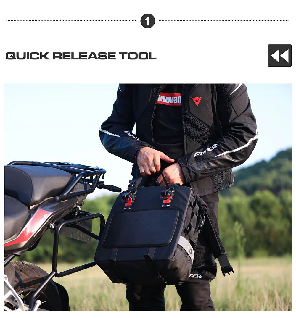 Rhinowalk Motorcycle Side Saddle Bag 20L Universal with Removable 100% Waterproof Inner Bag Motorbike Travel Luggage Accessories – Black / Olive (1PC)