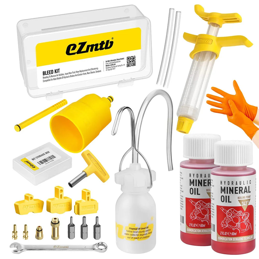 Brake Bleed Kit for Shimano Hydraulic Brakes – Brake Bleeding Tools with 2×60ml Mineral Brake Fluid – Road & MTB Dual Purpose – 2000–2023 Models – $35