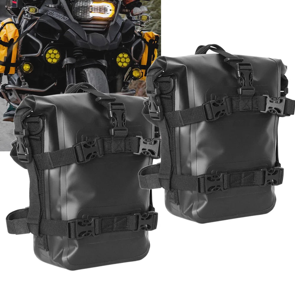 WUMFIRE Motorcycle Bumpers Bag Waterproof 5L-8L Motorcycle Side Frame Bag Motorcycle Crash Bar Bag Universal Saddlebag Tools Storage Bag for BMW R1250GS Honda Suzuki Yamaha – Black (1PC / 2PCS)