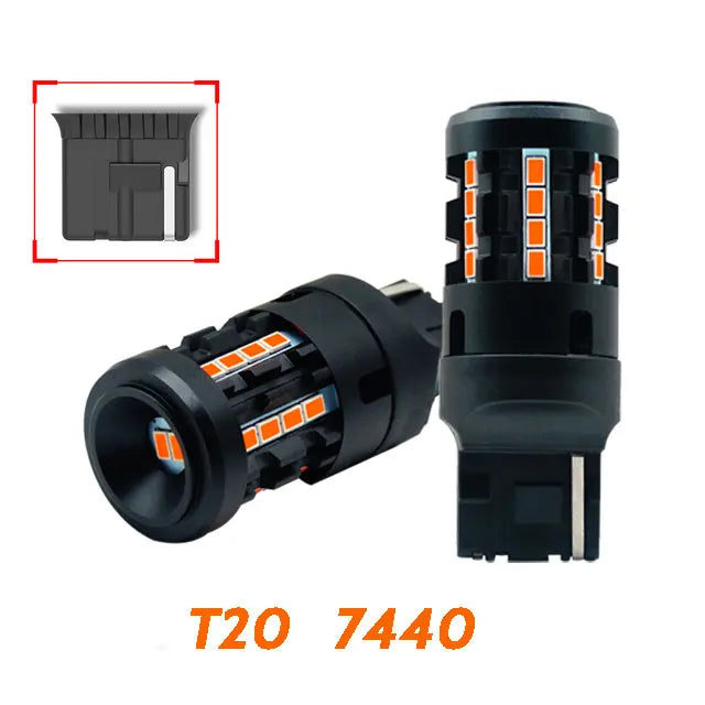 LED Turn Signal Bulbs – 1156 BA15S T20 7440 CANBUS Amber Yellow