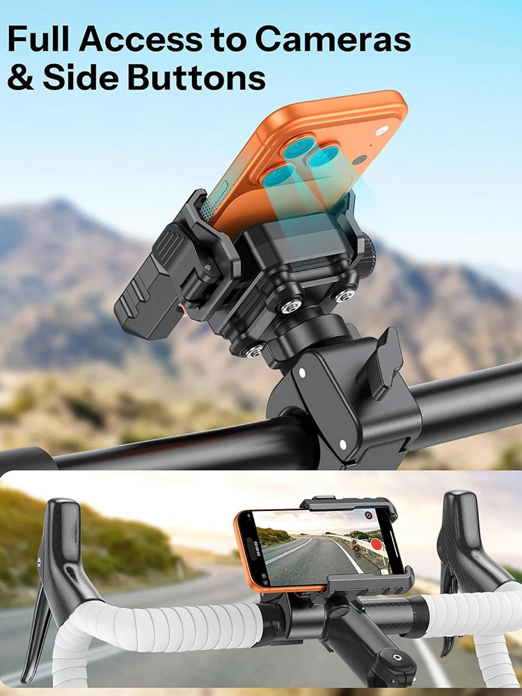 Anti-Vibration Motorcycle Phone Mount – Quick-Lock Shockproof Holder for E-Bikes, Bicycles & Strollers