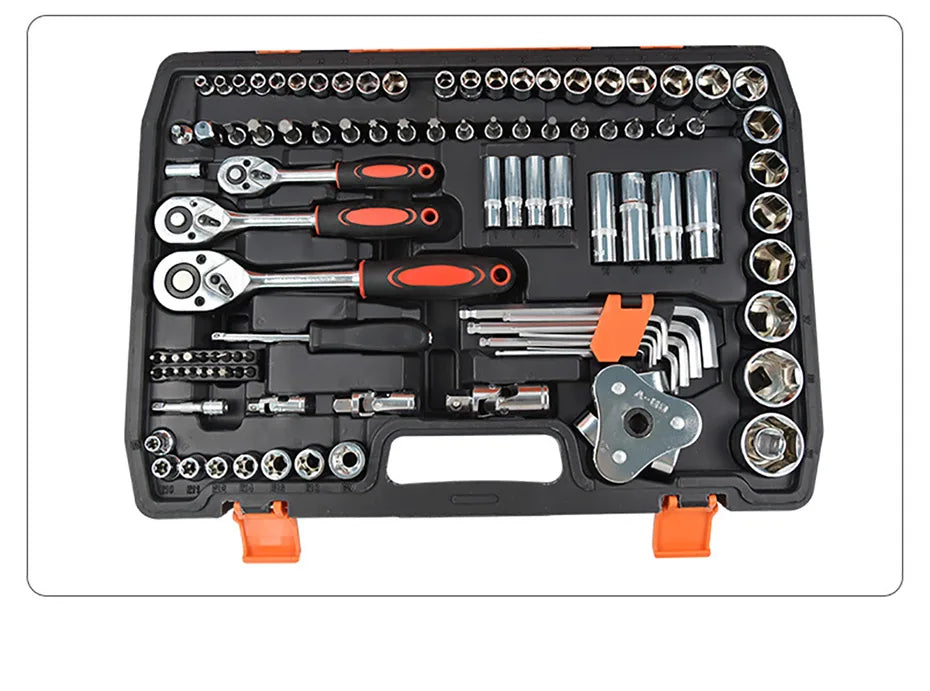 tungfull 121-Piece Chrome Vanadium Steel Socket Ratchet Wrench Set – Auto & Motorcycle Repair – Storage Box – $188
