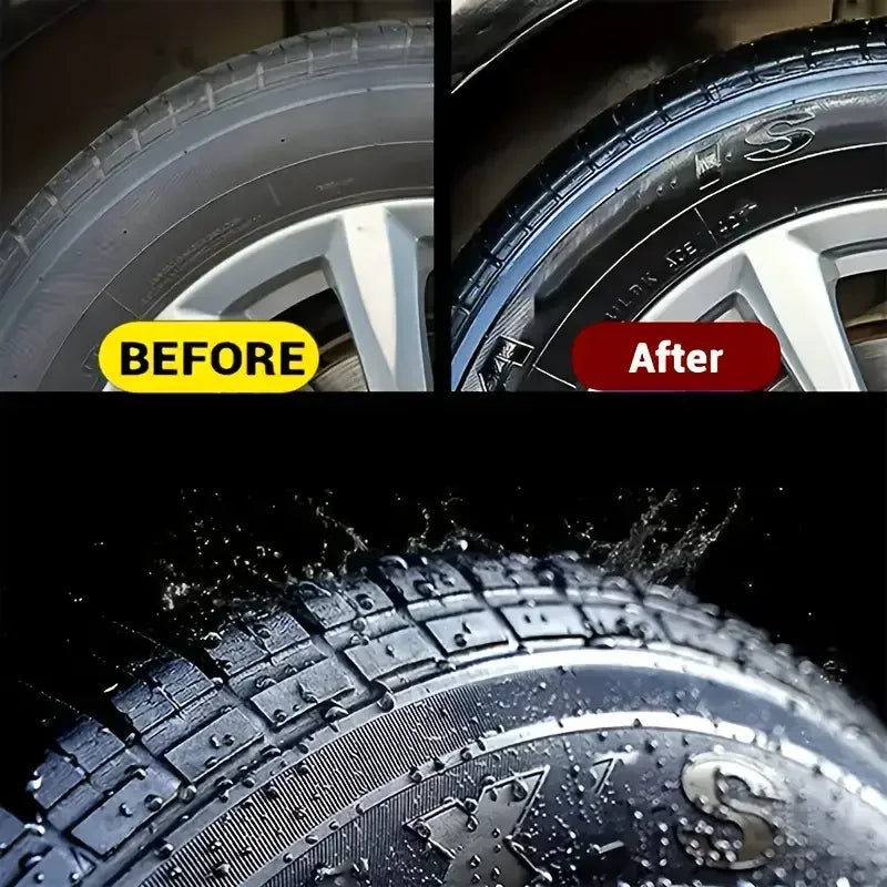 Motorcycle & Car Tire Shine Protection Wax – Plastic Renovator Interior Enhancer Tire Protector Black Gloss Formula – $10