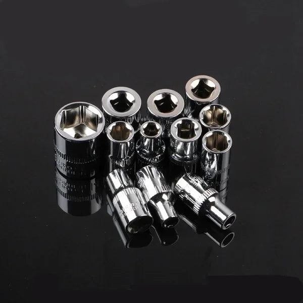 12-Piece Ratchet Wrench Socket Set – 4–13mm Metric – Chrome Vanadium Steel – Motorcycle / Bicycle / Car / Boat – from $20