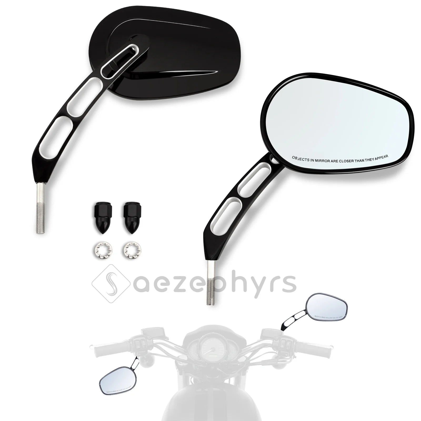 WOWTK Harley-Davidson 360° Adjustable Handlebar Rearview Mirror Pair 5/16" 24 UNF for Touring Sportster Softail Dyna Road King Electra Glide Fat Boy 1982-2026