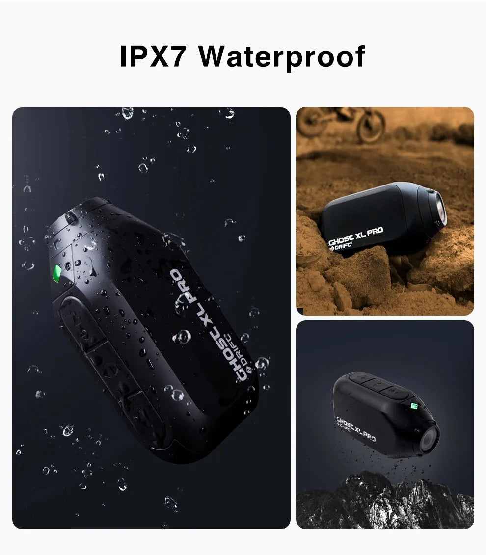 Drift XL PRO 4K WiFi IPX7 Waterproof Motorcycle Camera Helmet Cam 140° Wide Angle Live Stream Vlog Action Motorcycle Dash Cam DVR for Motorcycle Bicycle Bike Outdoor