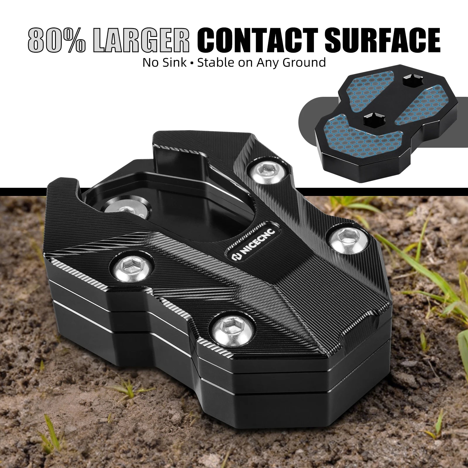 For BMW R1300GS R1300GS Adventure 2024-2025 Replace 4653 1638616 Height Adjustment Suspension Kickstand Side Stand Extension Plate – NICECNC 6061 Billet Aluminum Black