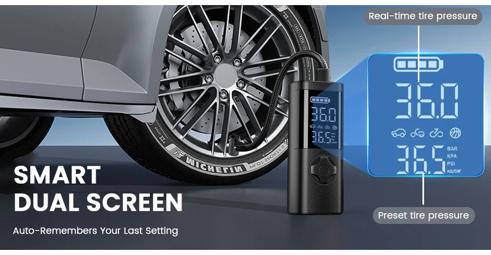 Portable Air Compressor – Mini Wireless Tire Inflator with Digital Display