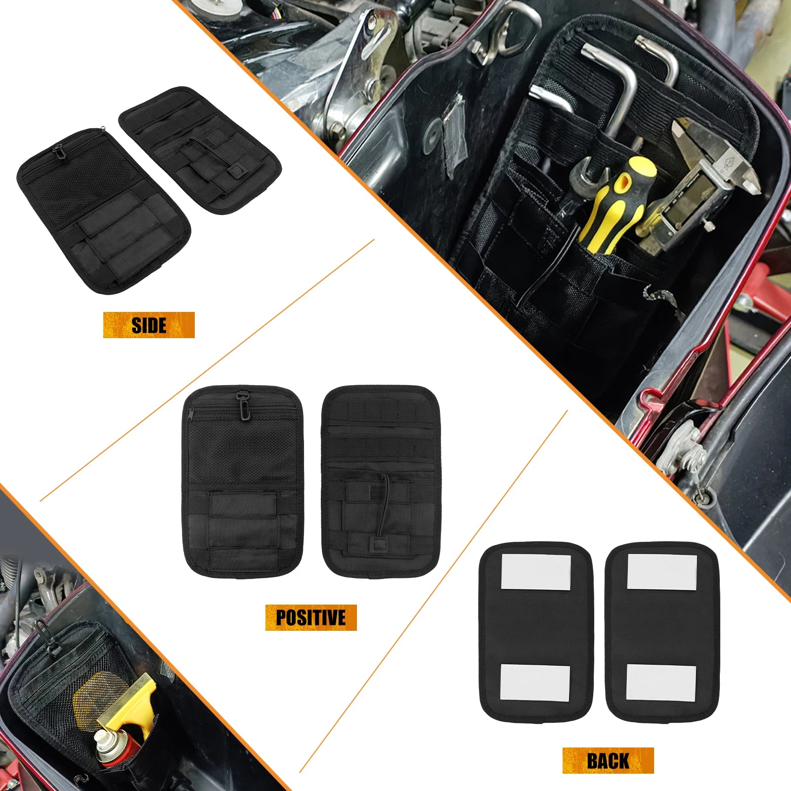 MACTIONS Motorcycle Saddlebag Organizer Hard Bags Inner Storage Case for Harley Touring Road King Street Glide Electra Glide Dyna Softail 1993-Up – Nylon Waterproof Zippered Pockets
