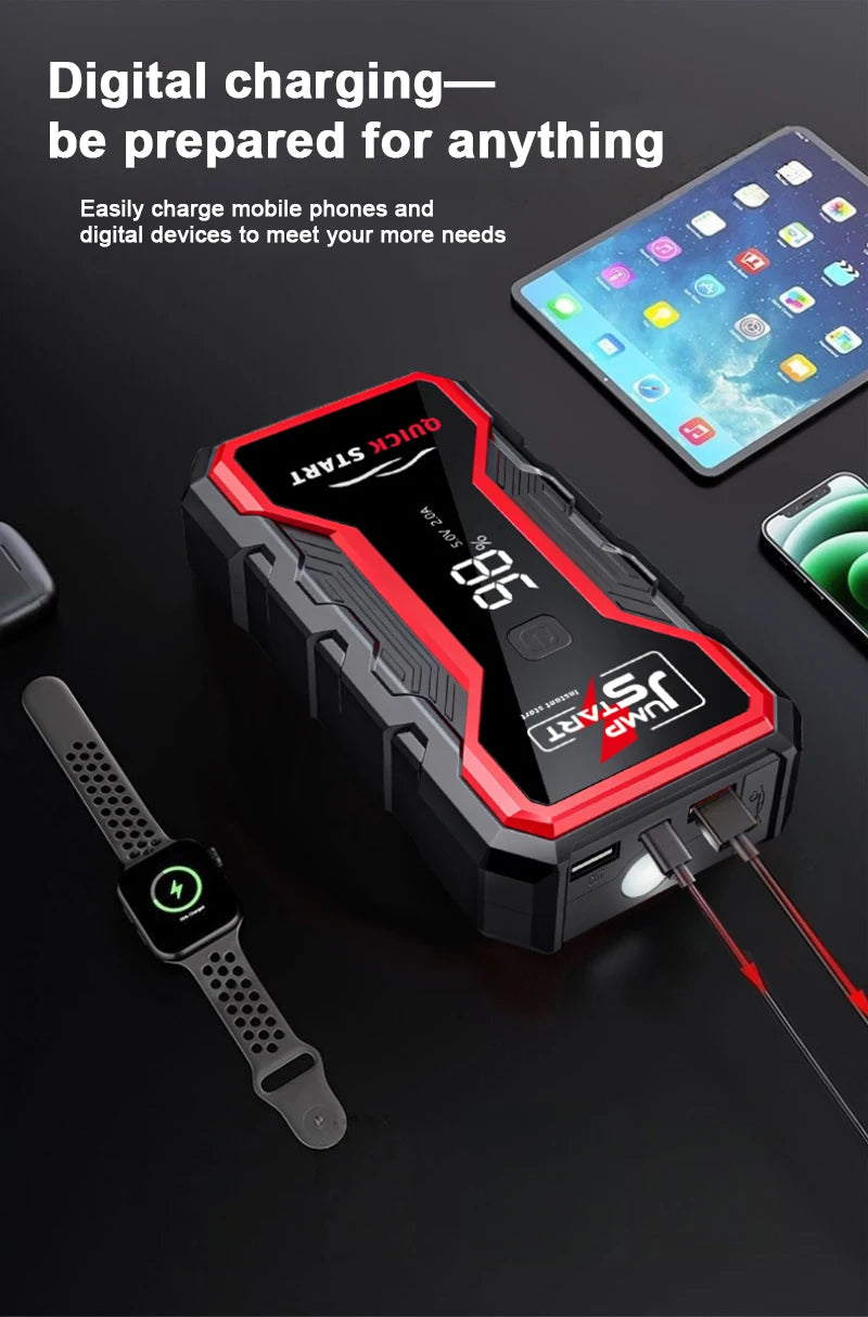 1800A Jump Starter Power Bank Portable Car Battery Booster 12V Auto Emergency Starting Device for Motorcycle Car Truck