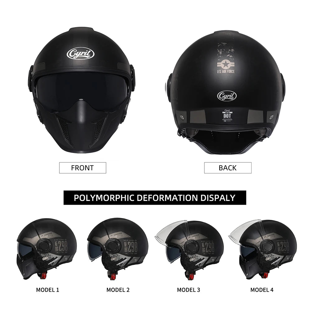 Retro Modular Helmet with DOT and ECE Approval