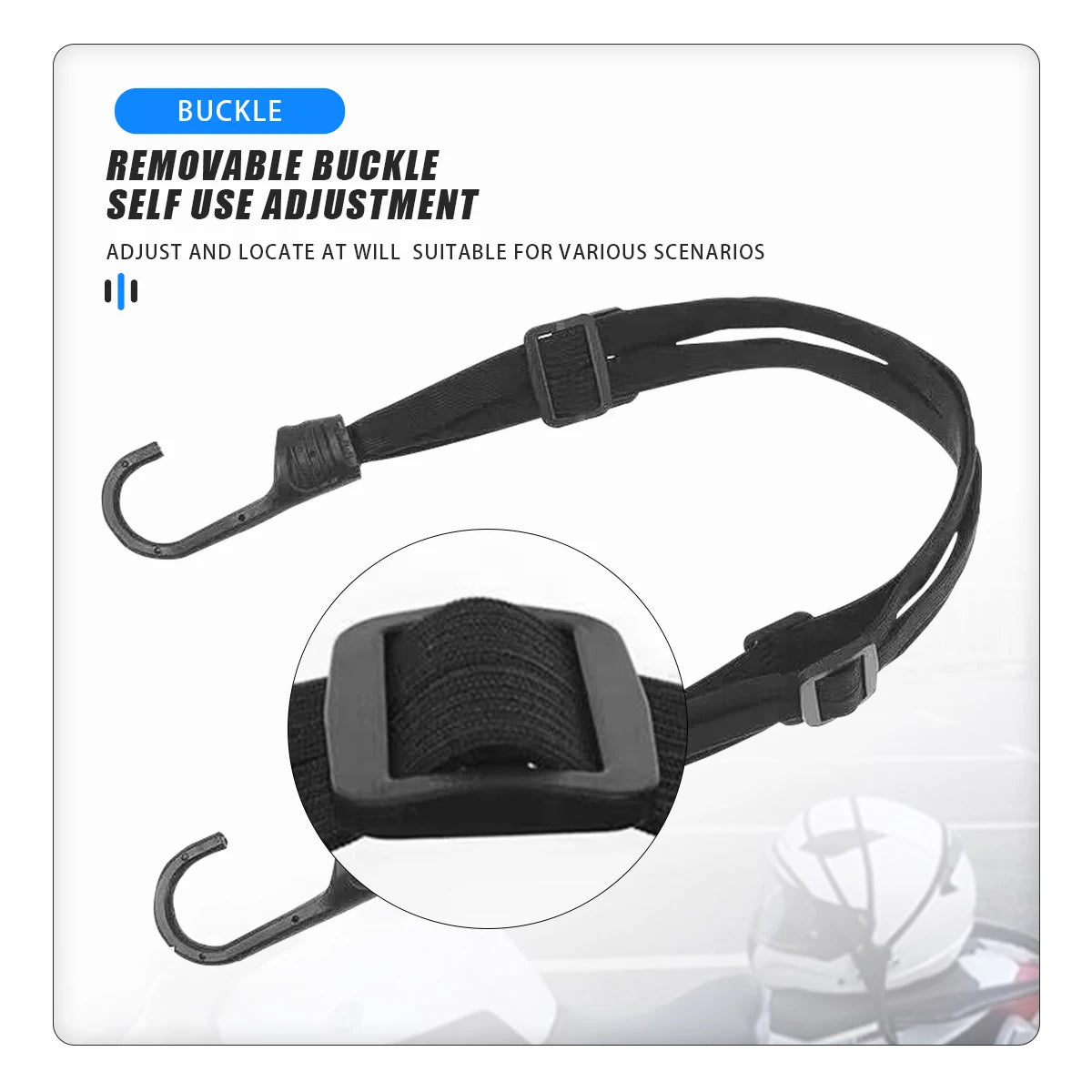 Universal 60cm Motorcycle Luggage Strap Moto Helmet Gears Fixed Elastic Buckle Rope High-Strength Retractable Protective Net