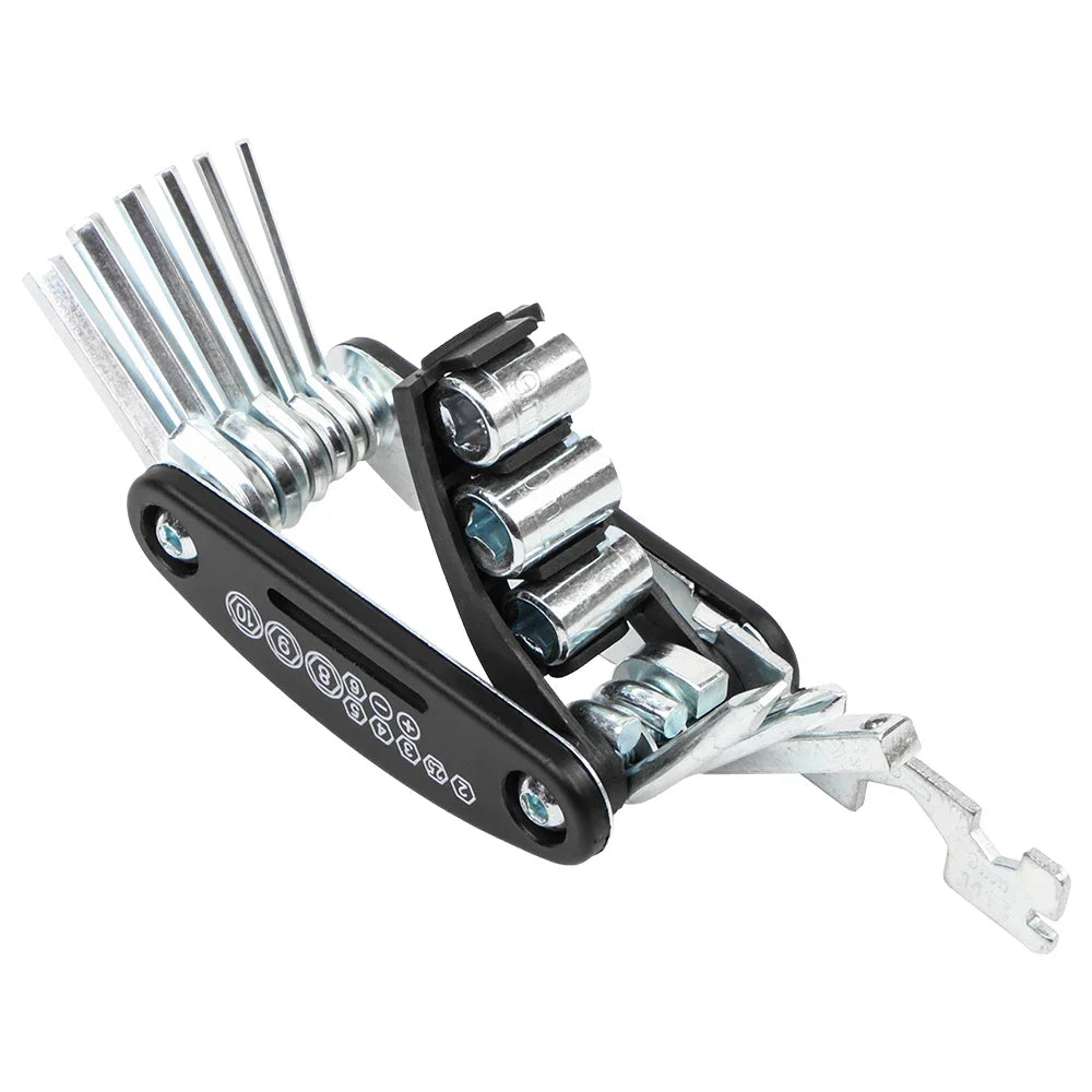RVICHMOTO 16-in-1 Motorcycle Multi-Tool Kit – Allen + Socket + Flat Wrench + Screwdriver + Spoke Tool + Extension Rod – $20