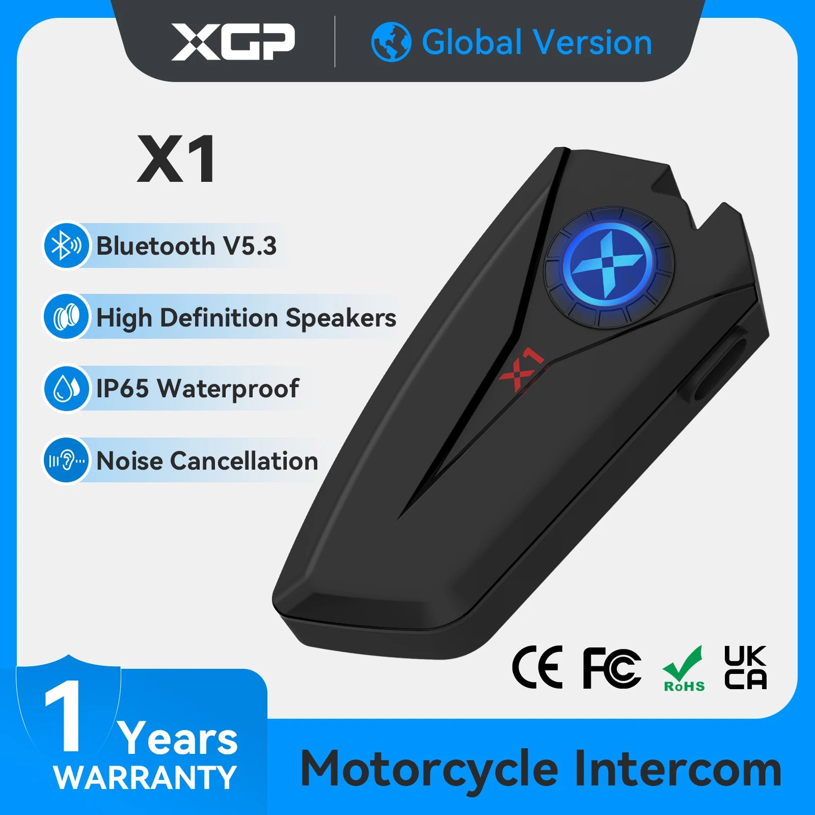 XGP X1 Motorcycle Bluetooth Headset – Voice Control & Auto Call Answer