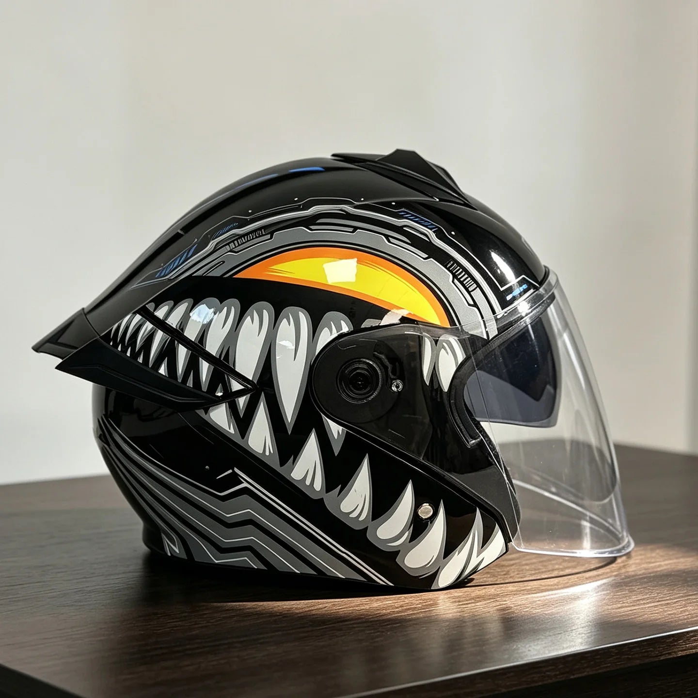 Modular Helmets – Flip-Up Dual Visor Full Face Motorcycle Helmet, Aggressive Tooth Design for Men & Women