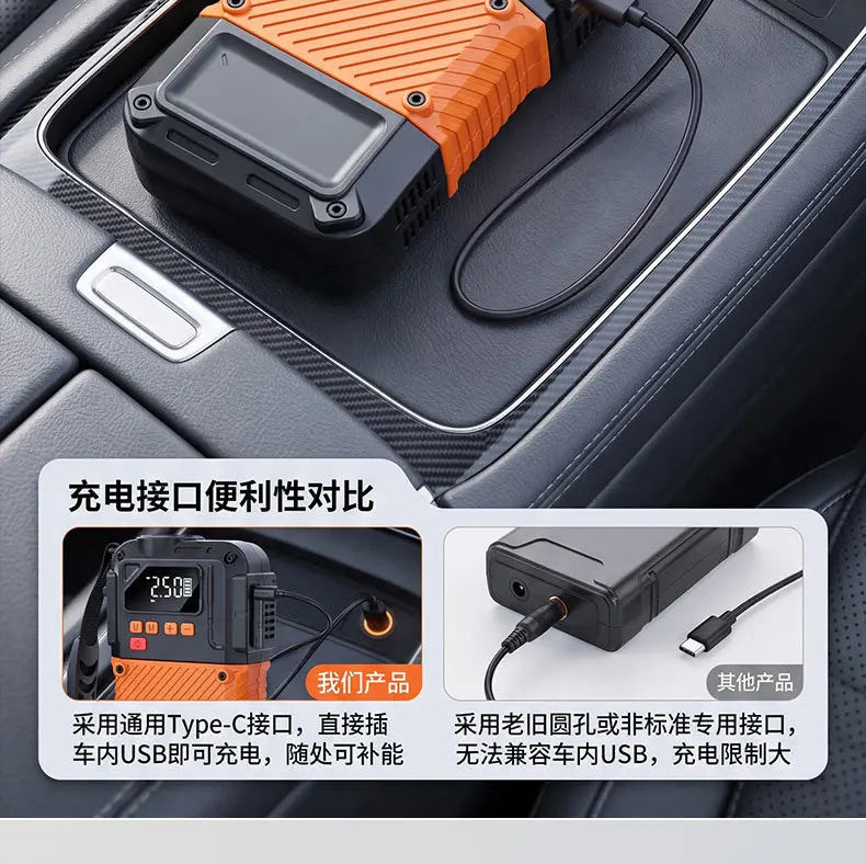All-in-One Car Jump Starter & Tire Inflator – 500A Battery Booster with 4 Inflation Modes for Auto, Bike, Motorcycle & Sports Balls