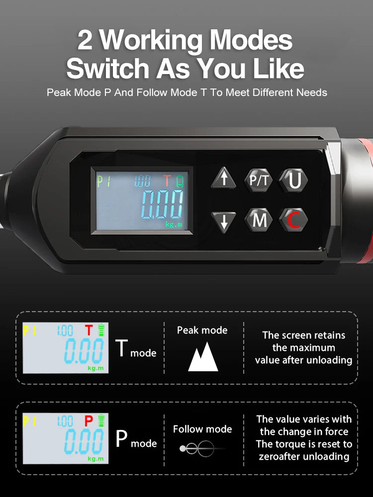 KAPMORE KAP-01 Digital Torque Wrench – ±2% Accuracy – LED + Buzzer Alert – 4 Units (Nm/ft-lb/in-lb/kgf-cm) – 0.15–100 Nm – from $113