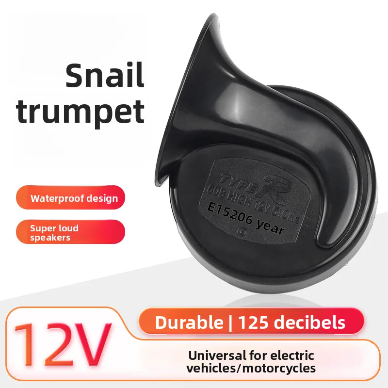 Motorcycle Horn – 12V Universal Snail-Shaped High-Pitched Waterproof Horn