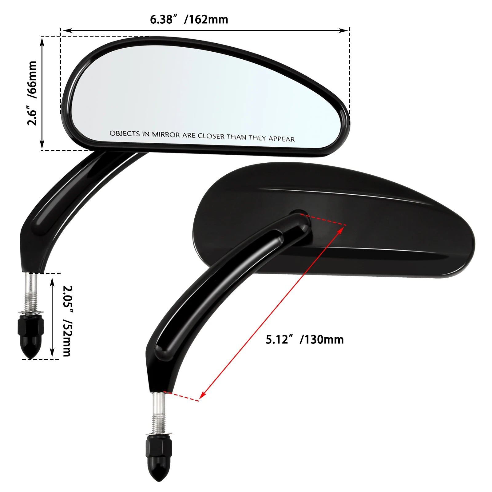 WOWTK Harley-Davidson 360° Adjustable Handlebar Rearview Mirror Pair 5/16" 24 UNF for Touring Sportster Softail Dyna Road King Electra Glide Fat Boy 1982-2026