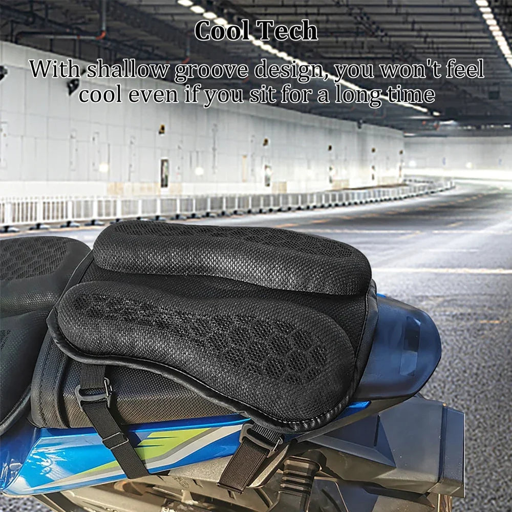 1PC Universal Motorcycle Gel Seat Cushion 3D Honeycomb Structure Breathable and Shock Absorption Pad for Comfortable Long Rides