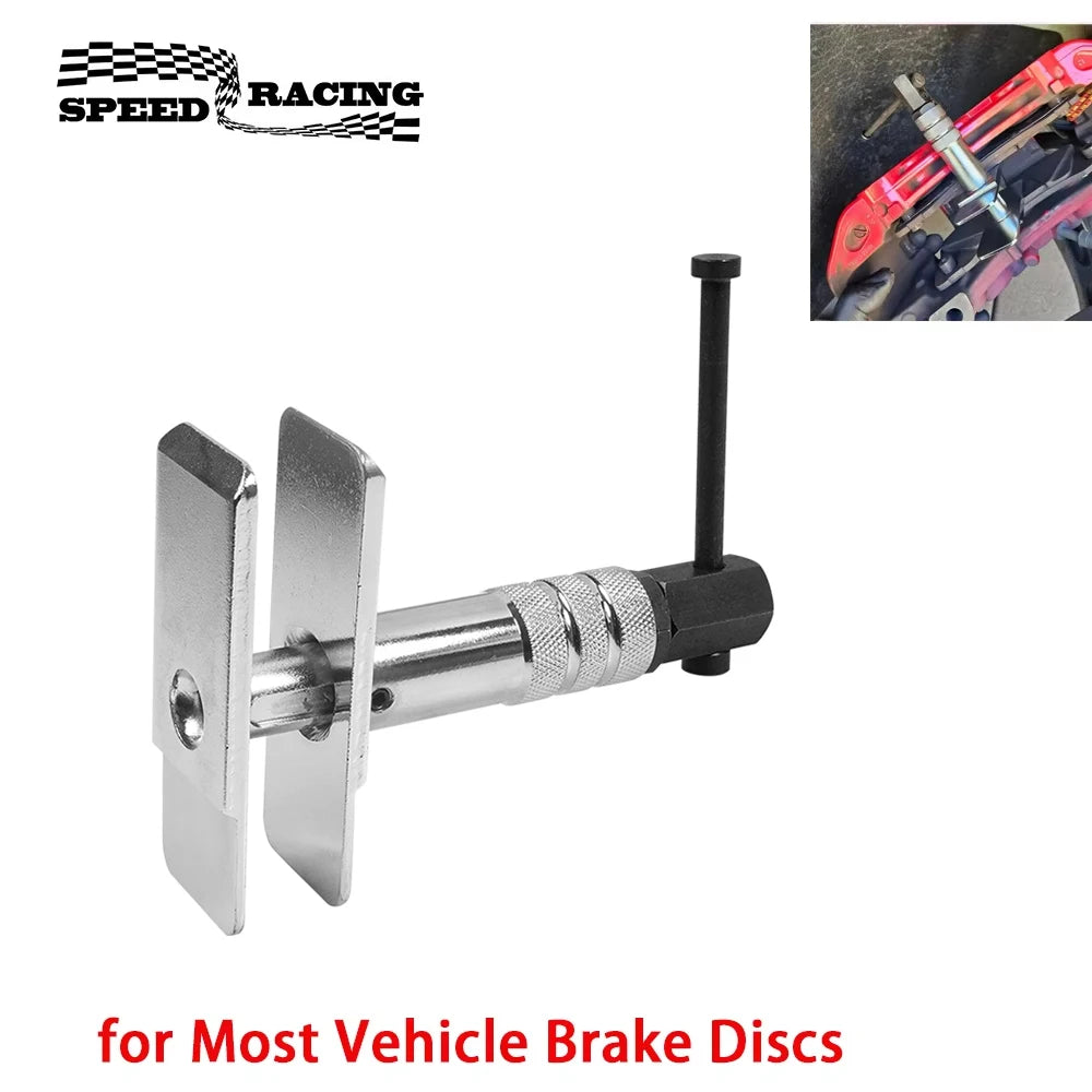 Heavy Duty Motorcycle Brake Caliper Spreader Tool – Brake Disc Tools – T-Bar Compression Tool for Most Vehicle Brake Discs – Universal 1/5”–2-1/3” – Silver – $48
