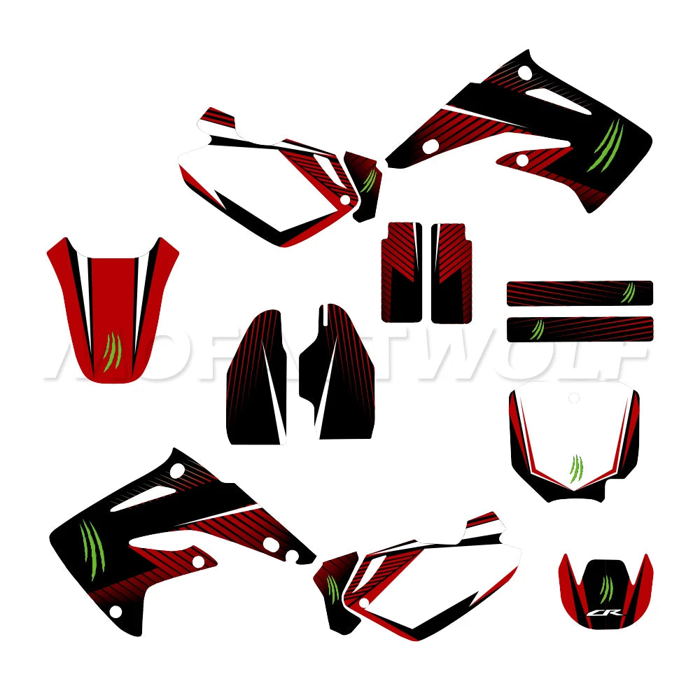 Honda CR85 2003–2012 Motorcycle Graphics Background Decal Sticker Kit – 4 Designs – 29mil / 31mil 3D / 35mil Extra-Thick – Custom Number Option – $94–$124