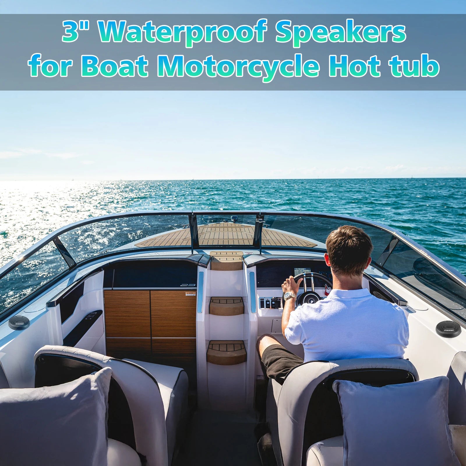 Motorcycle Speakers – Studiofinix 160W Marine Waterproof Bluetooth Audio