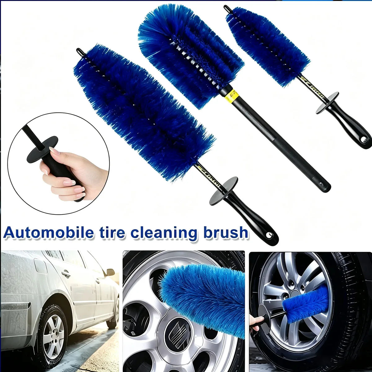 Long Handle Soft Nylon Bristle Car Tire
