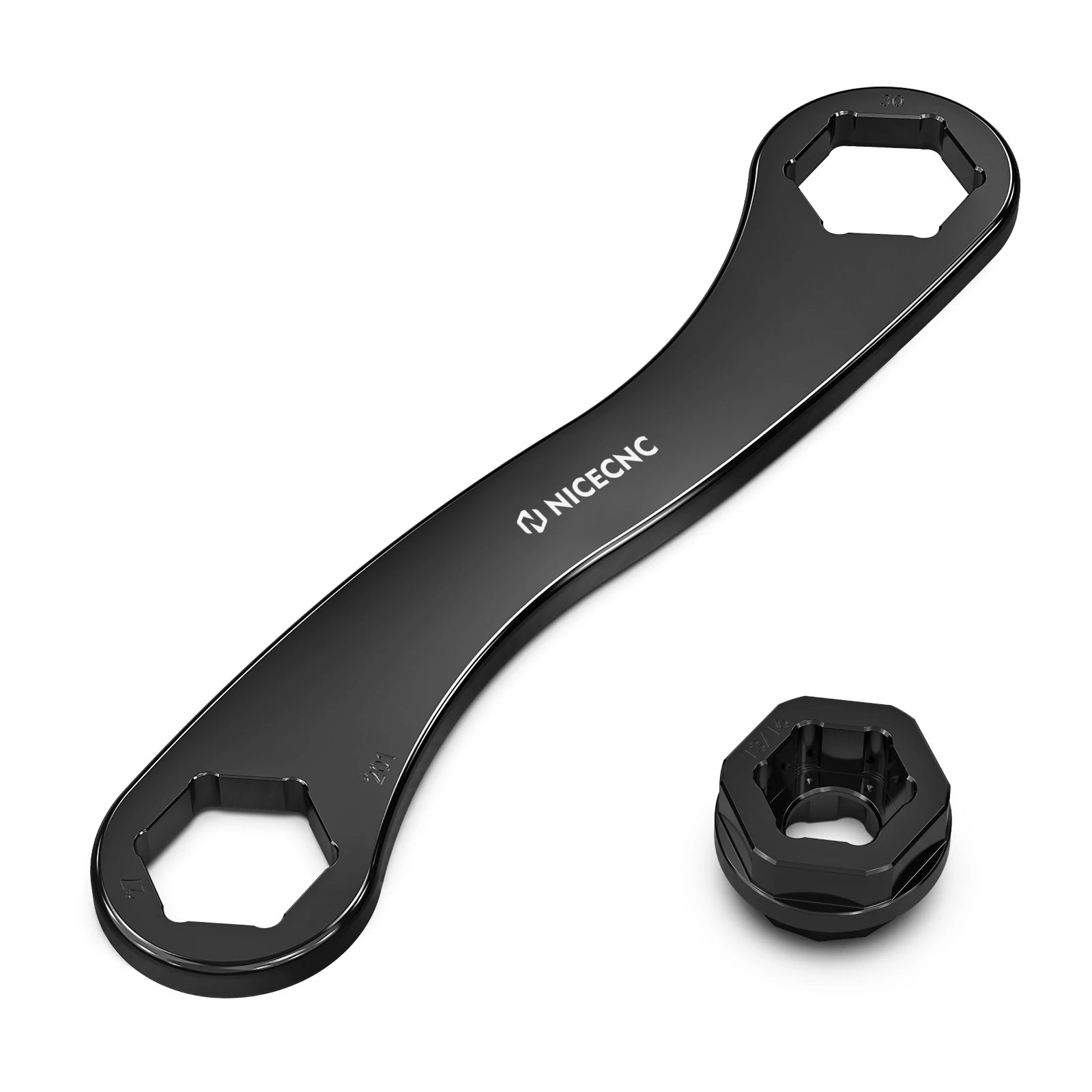 NICECNC Axle Removal Tool + Spark Plug Insert – 17 / 27 / 30mm – KTM / Husqvarna / GasGas 2023–2024 – Billet Anodized Aluminum – from $24