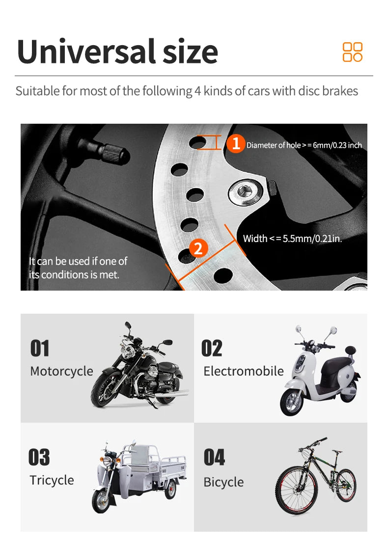 Motorcycle Bicycle Lock Alarm Safety Protection Padlock Disc Aluminum Alloy Anti-Theft Reminder Rope Lock Bag Motorcycle Accessories – Vibration Alarm Key Lock Black Silver Red
