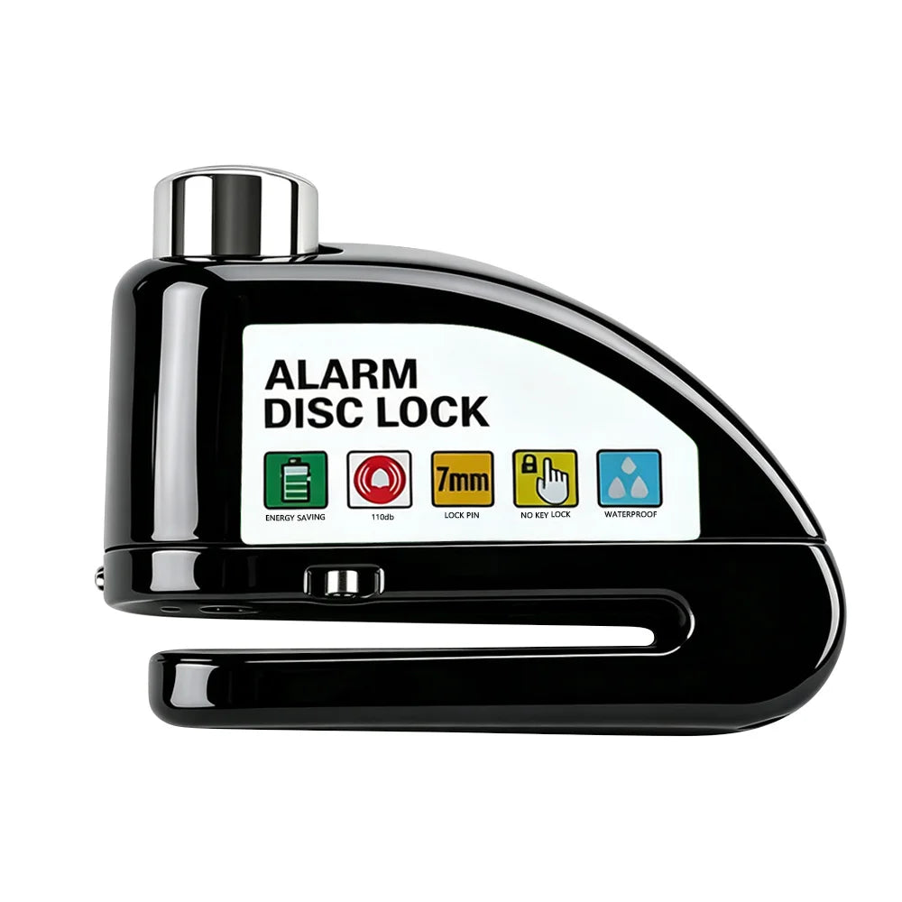 Motorcycle Bicycle Alarm Disc Lock Aluminum Alloy Anti-Theft Safety Padlock Vibration Reminder Security Protection Accessories – 110dB 7mm Hardened Steel 2 Keys Allen Wrench 7 Colors