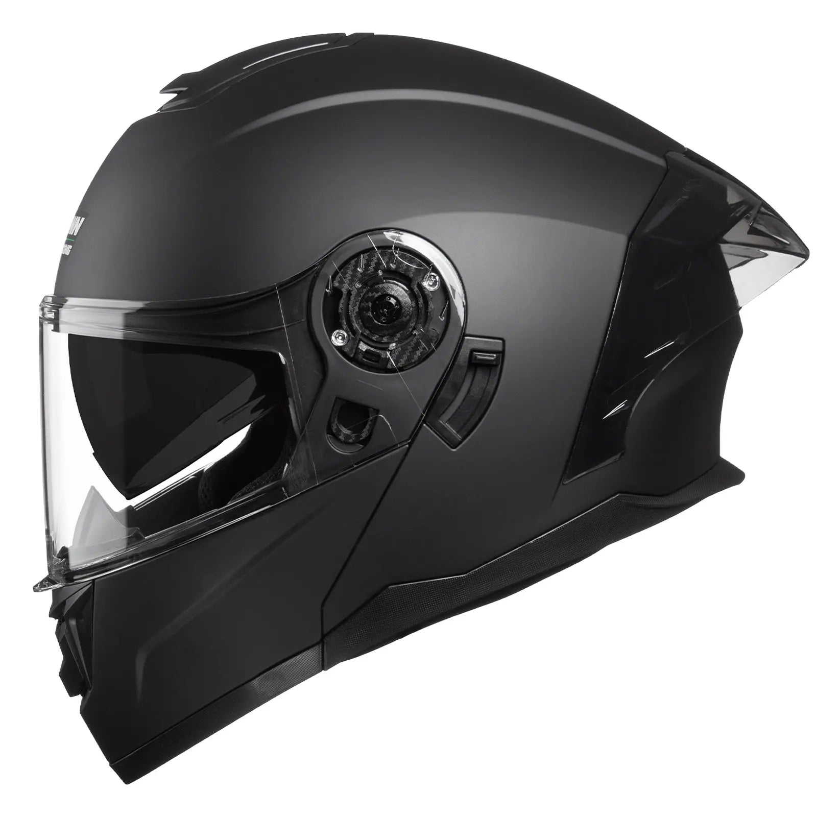 Crown Racing Modular Motorcycle Helmet, DOT Certified Flip-Up Full Face Helmet with Dual Visor and Extra Clear Shield, Adult Sizes M-XL, Matte Black