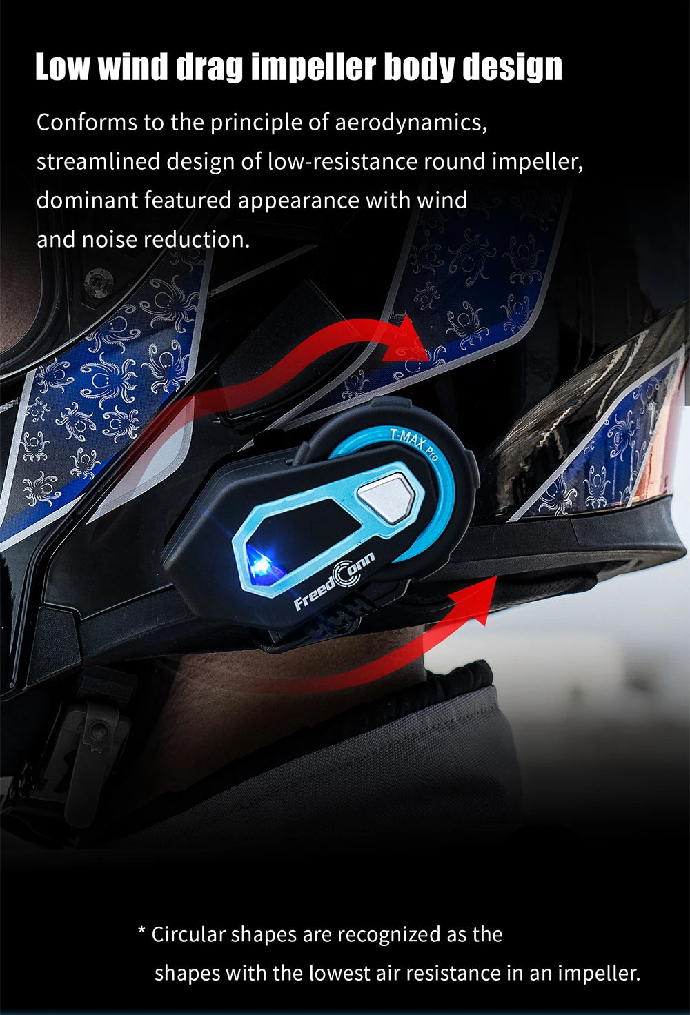 FREEDCONN T-MAX PRO Motorcycle Bluetooth Intercom – 6-Rider 1200m