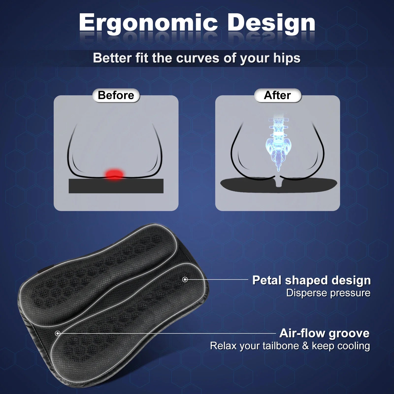 3D Honeycomb Gel Motorcycle Seat Cushion Non Slip Pressure Relief Ride Seat Pad Comfort Moto Riding Accessory