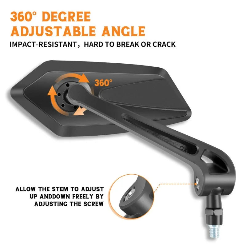 2pcs Motorcycle Rearview Mirror Rotating Side Mirrors Universal Scooter Mirrors for Harley Davidson Road King Glide Softail Dyna