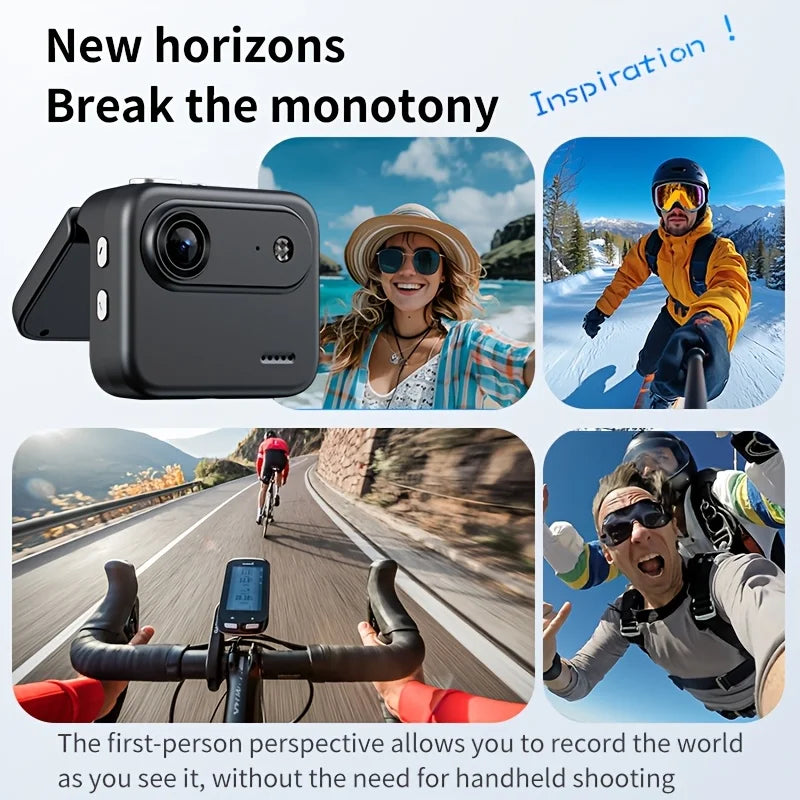 4K HD Flip Screen Thumb Action Camera 20MP Sony Sensor Anti-Shake Wide-Angle Vlog Cycling Camcorder 32GB USB Charging Lightweight Portable POV Camera for Outdoor Travel Cycling