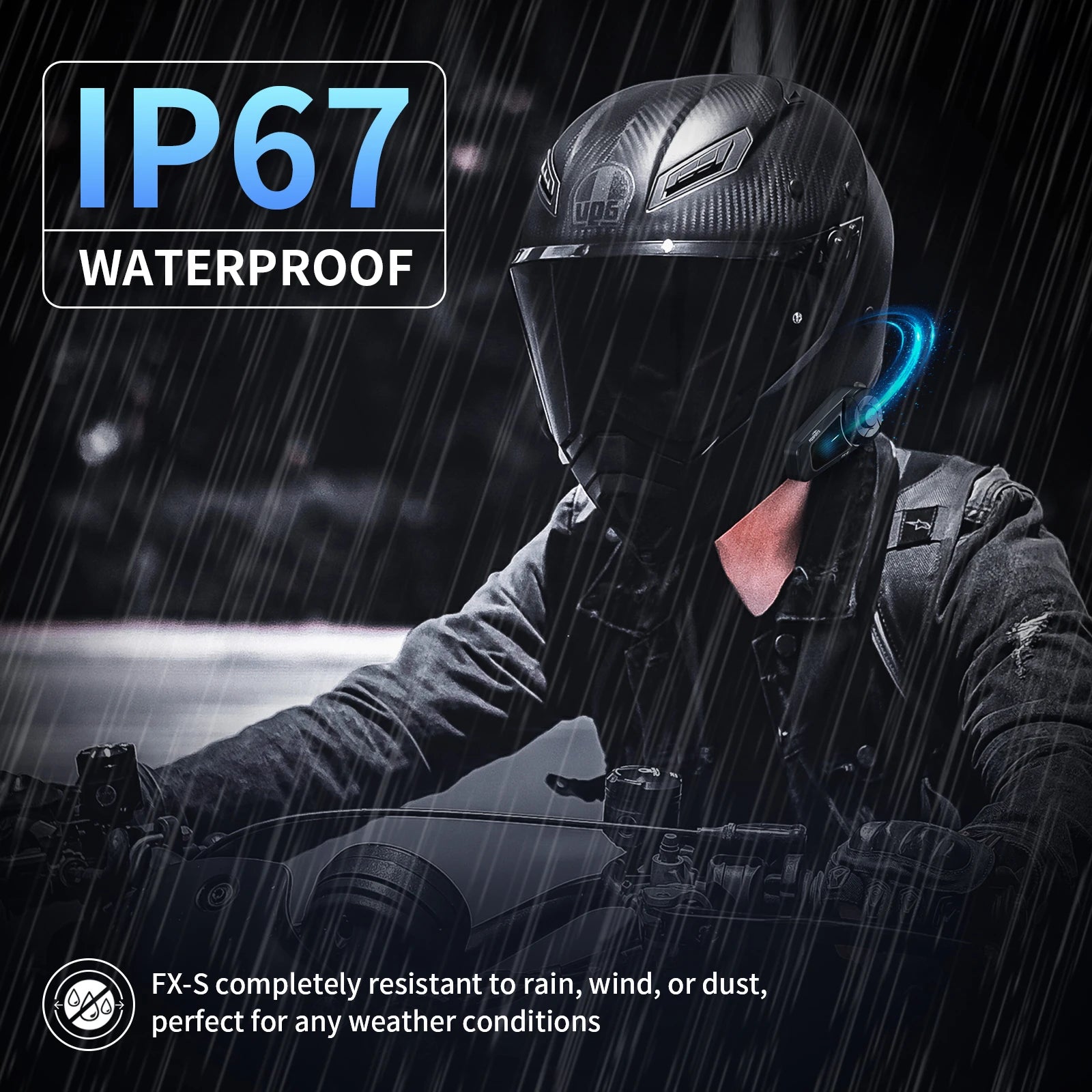 Fodsports FX-S Motorcycle Bluetooth Intercom – 1000m Helmet Headset
