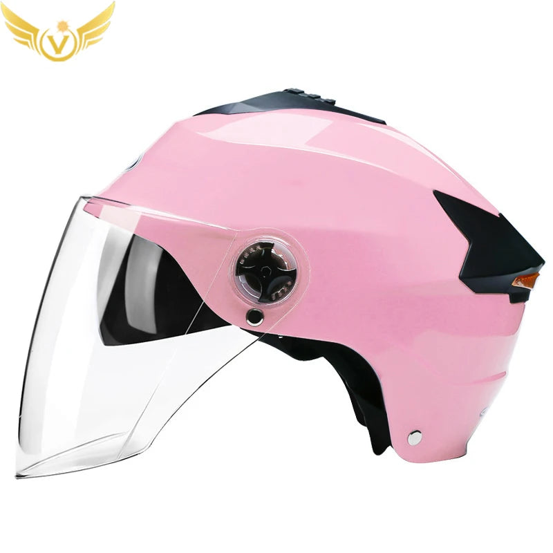 Half Helmets with Rechargeable Double Visor