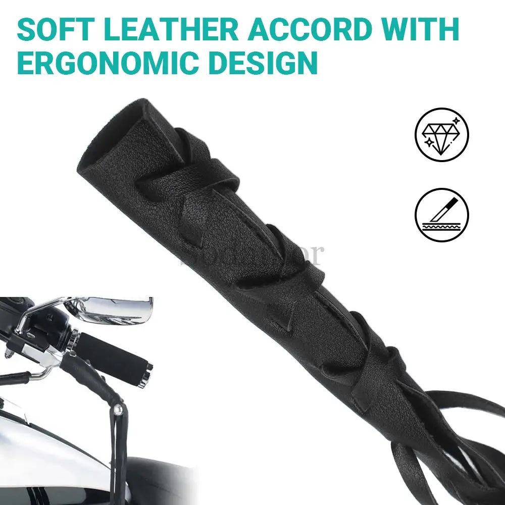 Universal Harley / Honda / Yamaha / Suzuki PU Leather Brake & Clutch Lever Cover – Fringe Tassels – Black – 1 Pair – $15