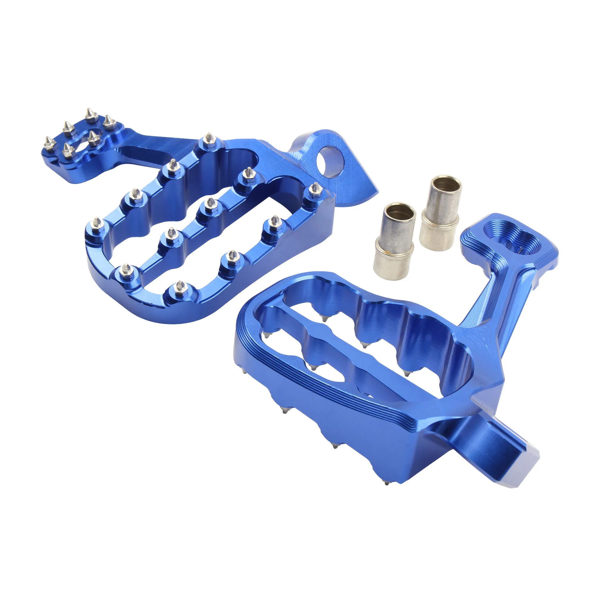 Universal CNC Oversized Off-Road Foot Pegs – Honda / Yamaha / Suzuki / KTM Dirt Pit Bike – Studded Billet Aluminum – Blue or Black – $55–$56