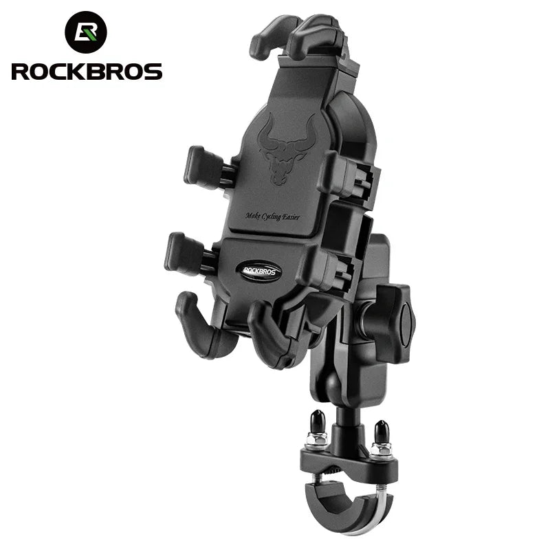 ROCKBROS Anti-Vibration Motorcycle Phone Mount – Adjustable Non-Slip Holder with Shock Absorber