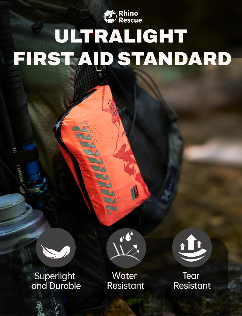 RHINO RESCUE Outdoor Travel First Aid Kit, Lightweight, Portable and Waterproof, Suitable for Hiking, Climbing, Car and Cycling