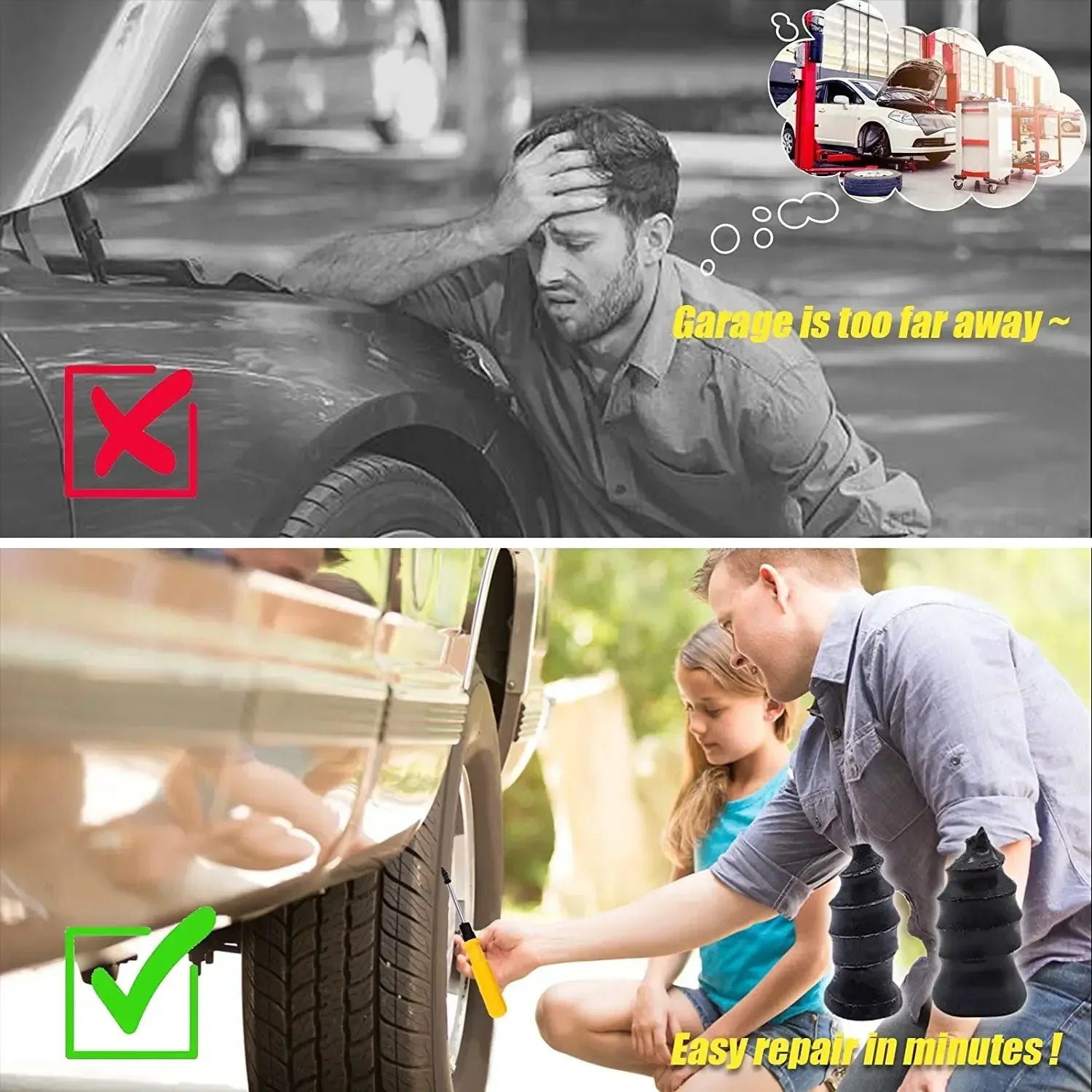 10 / 15pcs Mixed Rubber Tire Repair Nails – Small and Large – Car Motorcycle Truck Tubeless – $14
