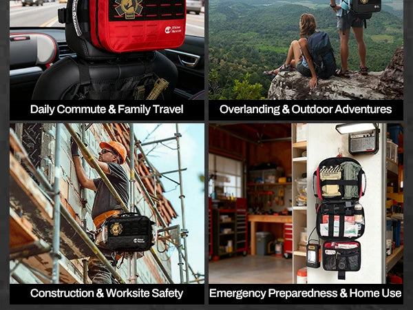RHINO RESCUE Compact Vehicle First Aid Pack, Disaster Preparedness Kit, Molle Storage Pouch for Outdoor & Home Safety