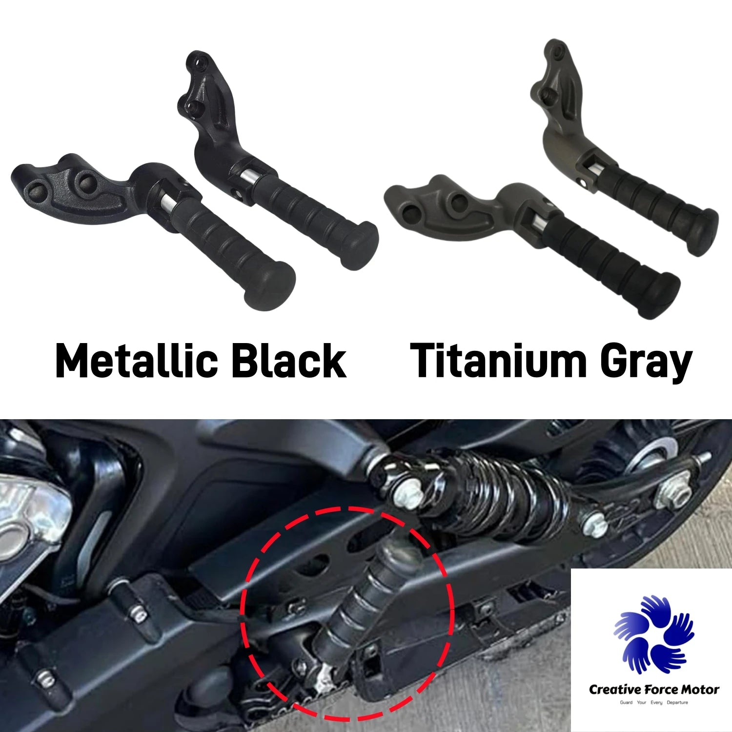 Indian Scout Rear Passenger Foot Pegs + Mount – Scout / Scout Bobber / Scout Sixty / Scout Rogue – 2015–2024 – Foldable Titanium Alloy – Metallic Black or Titanium Gray – $84–$85