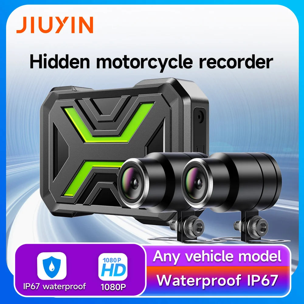 JIUYIN M802 Motorcycle Dash Cam Dual 1080P WiFi IPx67 Waterproof F1.8 Starlight Night Vision 160° Dual Image Stabilization Parking Monitor Front Rear Motorcycle Camera DVR