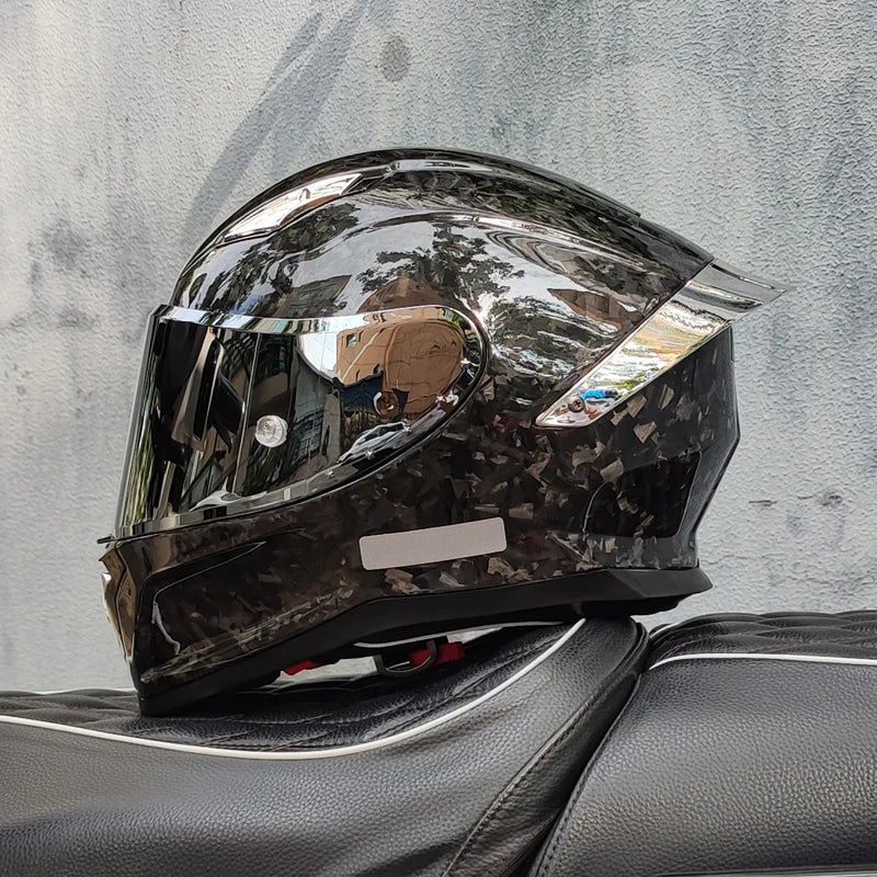 Carbon Fiber Helmets – ORZ Full Face Motorcycle Helmet, Color Visor, DOT Approved, All-Season