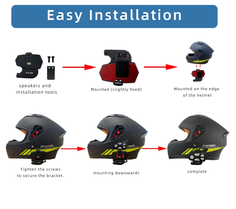 WAYXIN R9 Motorcycle Bluetooth Intercom – 6-Rider 1500m