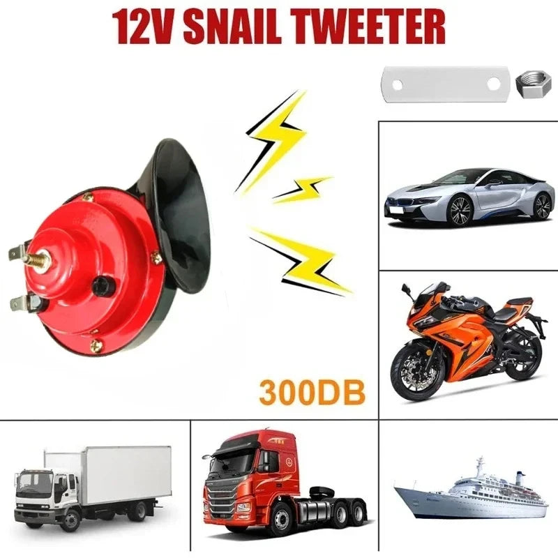 Motorcycle Horn – 12V/24V/48V Super Loud Waterproof Snail Horn